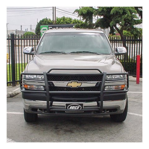 Aries Automotive Grille Guards for 2001-2002 SILVERADO 3500, 2500 HD, 1999-2002 - 4050 Guard, Brush Guard, Steel, Black Powdercoated, Chevy, Each