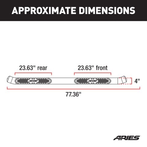 Aries Automotive 4 in. Oval Side Bars for 2003-2009 RAM 3500, 2500, 2002-2008 1500 - S225008 Step Bars, Oval, in., Steel, Black Powdercoated, Dodge, Pair