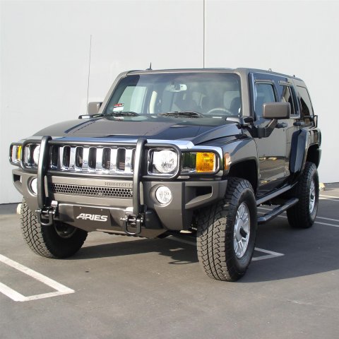 Aries Automotive 3 in. Round Side Bars 204076 Step Bars, Diameter, Steel, Black Powdercoated, Hummer, Pair
