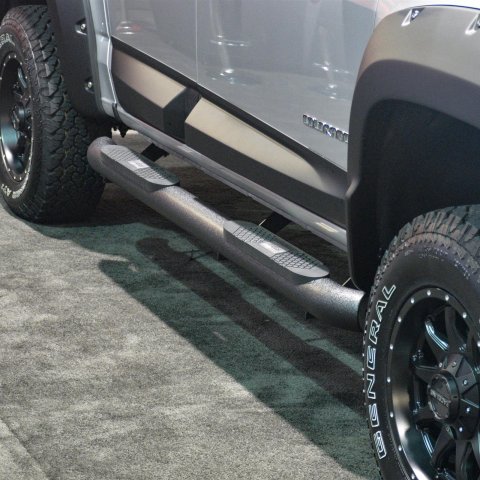 Aries Automotive Big Step 4 in. Round Side Bars AL234051 Bars, 4" Step, Al, Bl Tex, 2015-17 COLORADO/CANYON CREW CAB