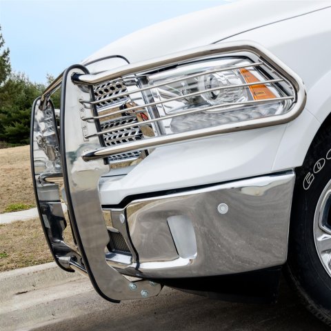 Aries Automotive Grille Guards for 2011-2018 1500, 2019-2024 1500 CLASSIC, 2009-2010 RAM - 5058-2 Guard, Brush Guard, Stainless Steel, Polished, Dodge, Ram, Each