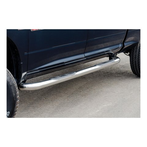 Aries Automotive 3 in. Round Side Bars 205030-2 Nerf bar, Round, Stainless Steel, Polished, 3.000 Diameter, Cab Length, MegaCab, Dodge, RAM, Pair