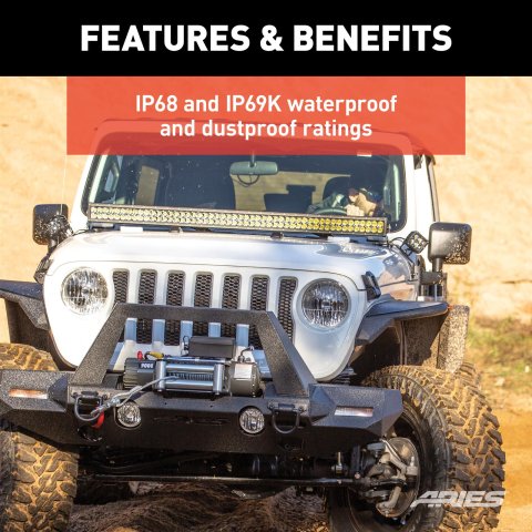 ARIES Automotive - Windows, Individual for 2020-2025 GLADIATOR, 2018-2025 WRANGLER 1501306 Windshield LED 2018-2019 Jeep Wrangler JL, 2020-2020 Jeep Gladiator All