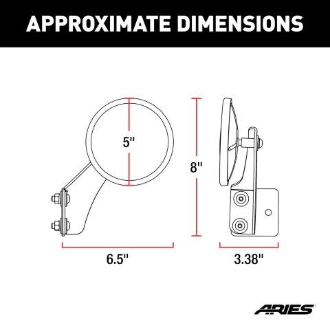 ARIES Automotive Side View Mirrors 3500300 Jeep Door 1997-2006 Jeep Wrangler TJ; 2007-2018 Jeep Wrangler JK; 2018-2020 Jeep Wrangler JL