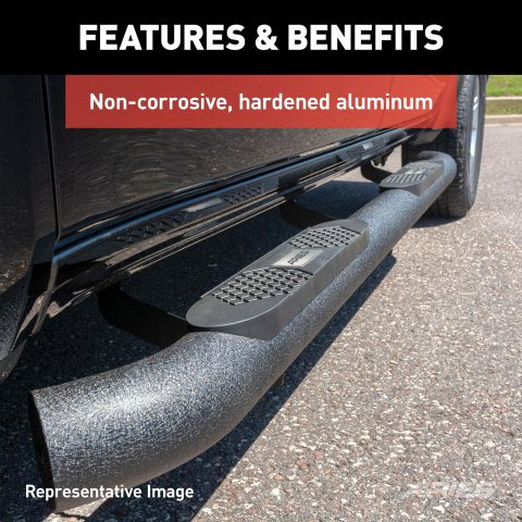 Aries Automotive Big Step 4 in. Round Side Bars for 2019-2025 1500 - AL235045 Nerf and Bars, Step, Sidebars, Ram, Textured Black, Pair