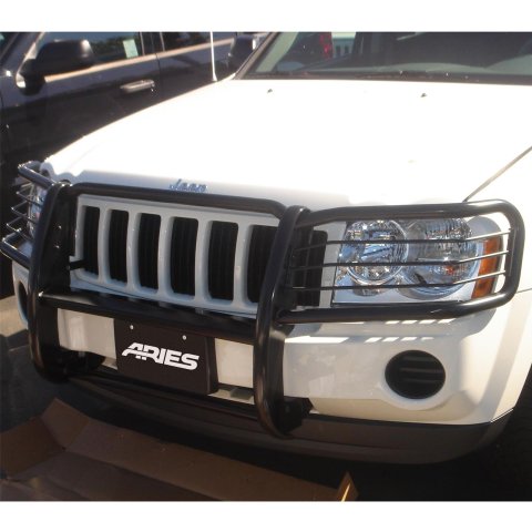 Aries Automotive Grille Guards for 2005-2010 GRAND CHEROKEE - 1046 Guard, Brush Guard, Steel, Black Powdercoated, Jeep, Each