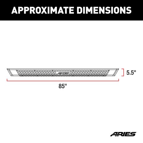 Aries Automotive AdvantEDGE 5.5 in. Side Bars for 2019-2025 RANGER - 2556052 Step Bars, Aluminum, Black Powdercoated, Gloss, 5.500 Diameter, 85.00 Length, Ford, Pair