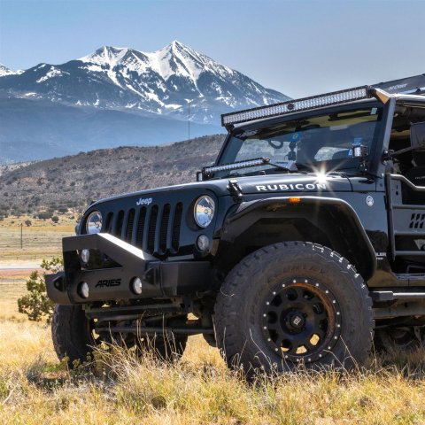 Aries Automotive TrailCrusher Angular Brush Guards for 2020-2025 GLADIATOR, 1997-2025 WRANGLER, 2018 WRANGLER JK - 2156050 Grille Guards, Steel, Black Powdercoated, Guard, Jeep, Each