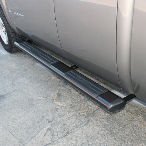 Aries Automotive 6 in. Oval Side Bars 4445001 Step Bars, Aluminum, Black Powdercoated, Gloss, 6.00 Diameter, 75.00 Length, Chevrolet, GMC, Pair