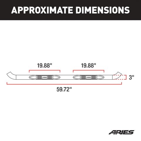 Aries Automotive 3 in. Round Side Bars 203033-2 Step Bars, Diameter, Stainless Steel, Polished, Ford, Mazda, Pair