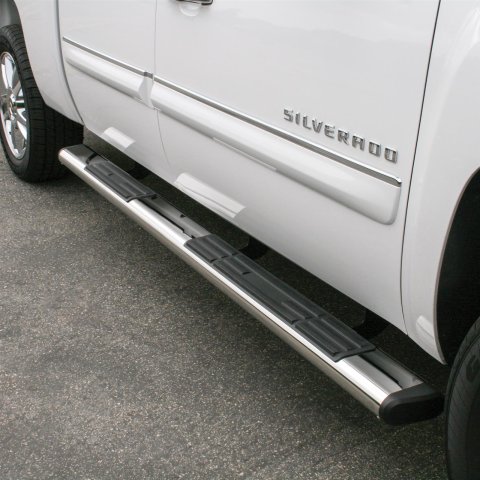 Aries Automotive 6 in. Oval Side Bars 4444049 Step Bars, Stainless Steel, Polished, 6.00 Diameter, 91.00 Length, Chevrolet, GMC, Pair