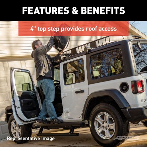Aries Automotive ActionTrac Powered Running Boards for 2021-2024 BRONCO - 3036572 Boards, Power, Aluminum, Black Powdercoated, Ford, 4-Door, Pair