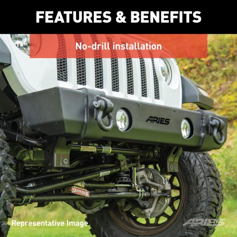 Aries Automotive TrailCrusher Front Bumpers for 2020-2024 GLADIATOR, 2018-2024 WRANGLER - 2186002 Bumper with Grille Guard, TrailCrusher, Jeep, Each