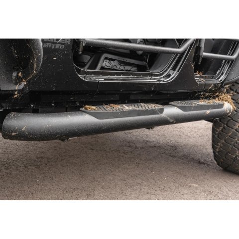 Aries Automotive Big Step 4 in. Round Side Bars AL231007 Bars, Step, Diameter, Aluminum, Black Textured Powdercoated, Jeep, Pair