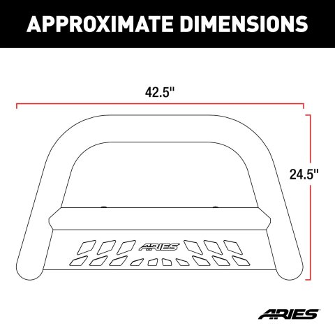 Aries Automotive 3 in. Bull Bars for 2003-2008 PILOT, 2006-2014 RIDGELINE - B35-6001 Grille Guard, Bar, Steel, Black Powdercoated, use on Honda®, Each