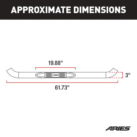 Aries Automotive 3 in. Round Side Bars for 1998-2010 RANGER - 203035-2 Step Bars, Diameter, Stainless Steel, Polished, Ford, Pair