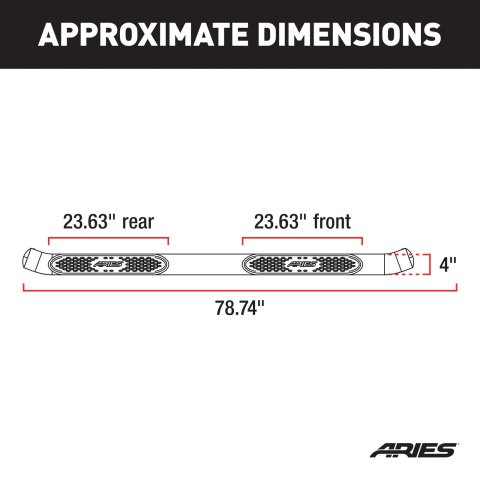 Aries Automotive 4 in. Oval Side Bars for 2005-2023 TACOMA - S222009-2 Step Bars, Oval, in., Stainless Steel, Polished, Toyota, Pair