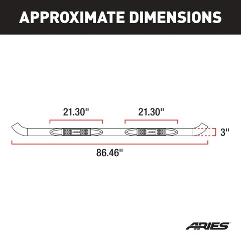 Aries Automotive 3 in. Round Side Bars 202012 Step Bars, Diameter, Steel, Black Powdercoated, Toyota, Pair