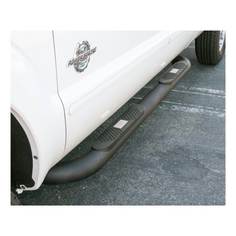 Aries Automotive Big Step 4 in. Round Side Bars AL233006 Bars, Step, Diameter, Aluminum, Black Textured Powdercoated, Ford, Pair