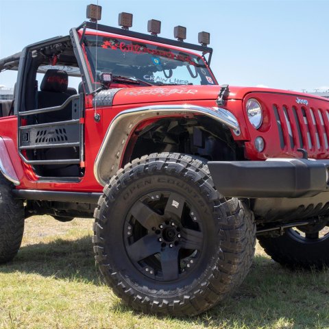 ARIES Automotive - Fender Flares for 2007-2017 WRANGLER, 2018 WRANGLER JK 1500202 Flares, 2007-15 FLAT FENDERS/FRONT/RAW ALUM
