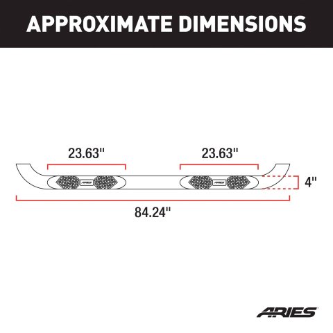 Aries Automotive Big Step 4 in. Round Side Bars AL239042 Bars, 4" Step, Al, Bl Tex, 2016 TITAN XD CREW CAB
