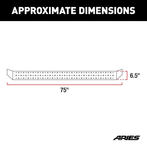 Aries Automotive RidgeStep Running Boards 2055553 Boards, Carbon Steel, Black Powdercoated, Textured, 6 1/2 in. Boards, 75.00 in. Length, Dodge, Pair