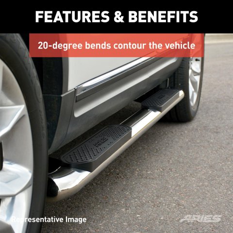 Aries Automotive 4 in. Oval Side Bars for 2019-2025 1500 - S225045-2 Nerf and Step Bars, Ram, Side,4 Stainless, Pair