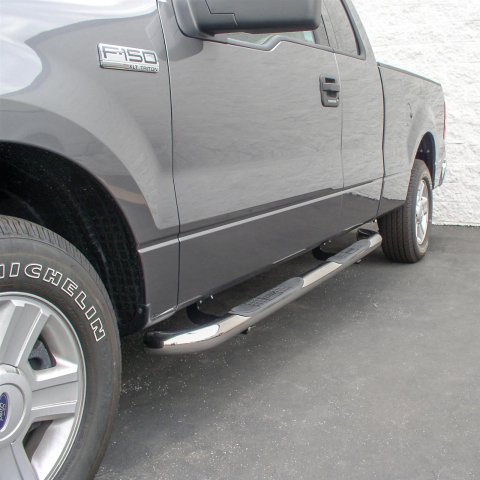 Aries Automotive 3 in. Round Side Bars 203016-2 Step Bars, Diameter, Stainless Steel, Polished, Ford, Pair