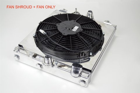 12 Inch 909 CFM CSF Electric Fan and Shroud Kit 2858F Radiator, Aluminum, Two Row, Fan, Spal, Black, Honda, Each