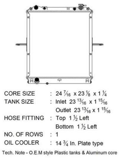 CSF Radiators 3834 Radiator, Aluminum/Plastic, Natural, Downflow, Upper Driver Side Inlet, Lower Driver Side Outlet, Isuzu, Each