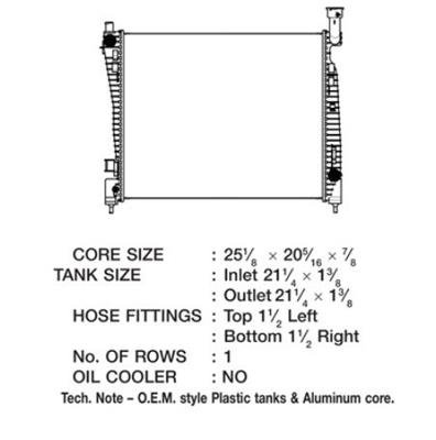 CSF Radiators 3543 Radiator, OE Replacement, Aluminum/Plastic, Natural, Jeep, Dodge, Each
