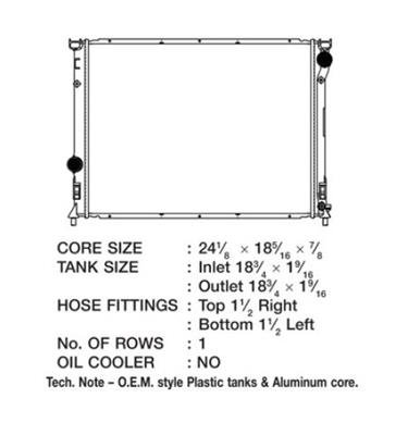 CSF Radiators 3525 Radiator, OE Replacement, Aluminum/Plastic, Natural, Chrysler, Dodge, Each