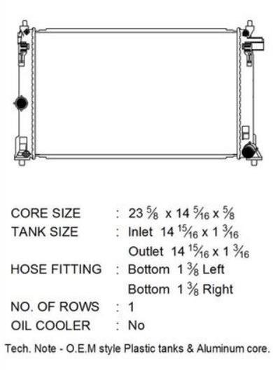 CSF Radiators 3859 Radiator, Aluminum/Plastic, Natural, Crossflow, Lower Driver Side Inlet, Lower Passenger Side Outlet, Toyota, Each