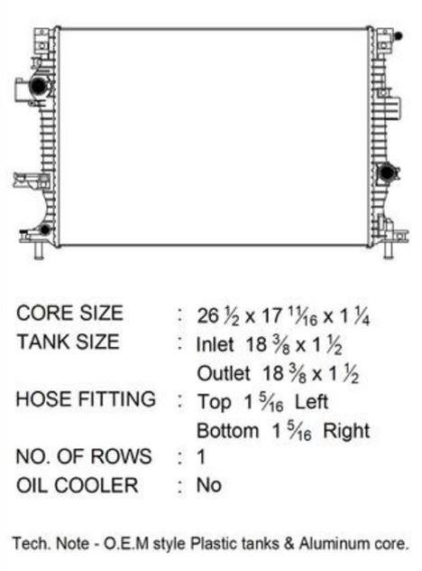 CSF Radiators 3813 Radiator, Aluminum/Plastic, Natural, Crossflow, Upper Driver Side Inlet, Lower Passenger Side Outlet, Turbocharged, Ford, Lincoln, Each