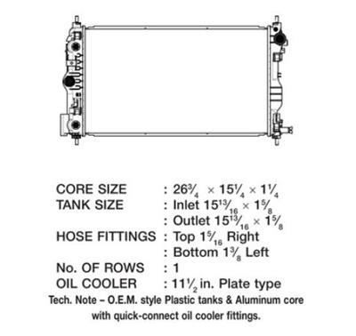 CSF Radiators 3579 Radiator, OE Replacement, Aluminum/Plastic, Natural, Buick, Verano, Each