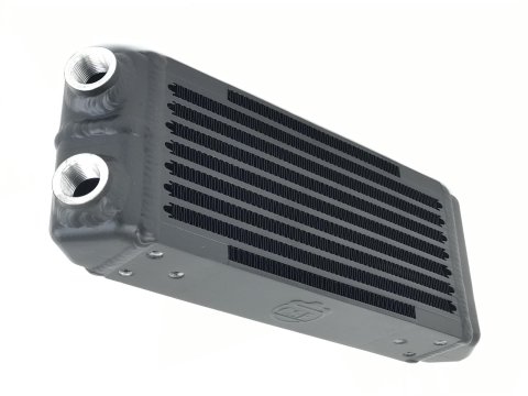 CSF Fluid Coolers 8119 Cooler, Universal Type, Plate, Aluminum, Black Powdercoated, M22 x 1.5 Female Threads Inlet/Outlet, Each