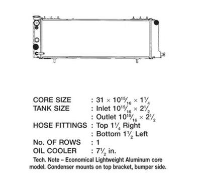 CSF Radiators for 1991-2001 CHEROKEE - 3251 Radiators, Crossflow, Aluminum/Plastic, Natural, Transmission Cooler, Jeep, 2.5L, 4.0L, Each