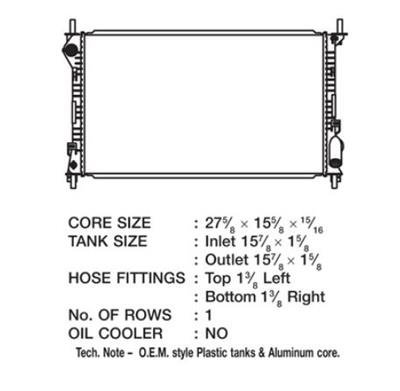 CSF Radiators 3512 Radiator, OE Replacement, Aluminum/Plastic, Natural, Ford, Transit Connect, Each