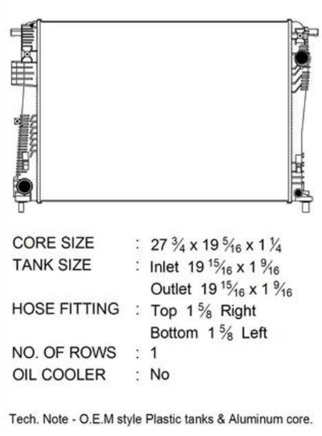 CSF Radiators 3810 Radiator, Aluminum/Plastic, Natural, Crossflow, Upper Passenger Side Inlet, Lower Driver Side Outlet, Chrysler, Each