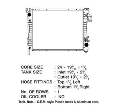 CSF Radiators for 2003-2008 RAM 3500, 2500, 2004-2008 1500 - 3572 Radiator, OE Replacement, Aluminum/Plastic, Natural, Dodge, Each