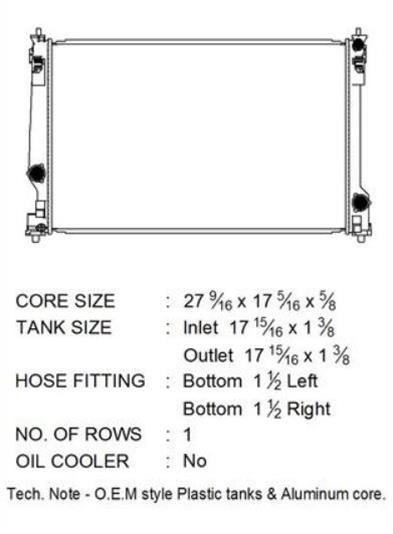 CSF Radiators 3858 Radiator, Aluminum/Plastic, Natural, Crossflow, Lower Driver Side Inlet, Lower Passenger Side Outlet, Lexus, Toyota, Each