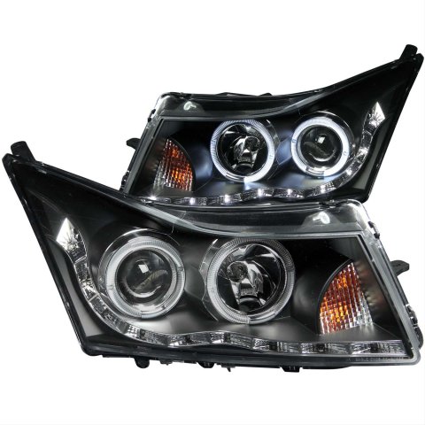 Anzo Headlights 121400 Headlights, Projector with CCFL Halo, Clear Lens, Black Housing, LED Low-brow Accents, Chevy, Set