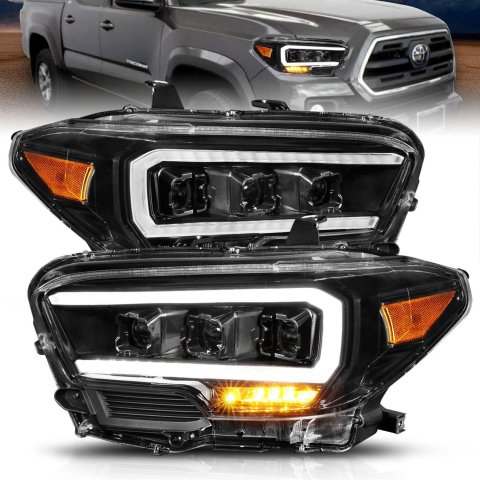 Anzo Projector Plank Style Switchback Headlights 111500 Headlight Assemblies, Headlights, LED, High/Low Beam, Clear Lens, Black Housing, Toyota, Pair