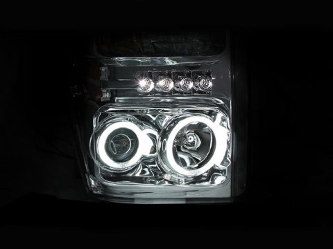 Anzo Headlights 111167 Headlights, Projector with Halo, Clear Lens, Chrome Housing, Ford, Pair