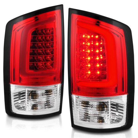 Anzo LED Taillights for 2003-2006 RAM 3500, 2500, 2002-2006 1500 - 311370 Tail Light Assemblies, LED, Black/Chrome Housing, Red/Clear Lens, Bar, Turn Signal, Brake, Parking, Dodge