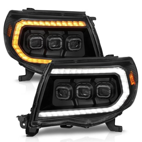 Anzo USA Headlight Assemblies 111581 LED Projector Headlights, 05- 11 TACOMA FULL LED PROJ HEADLIGHTS W/ LIGHT BAR SWITCHBACK SEQ BLACK HOUSING W/ INITIATION LIGHT