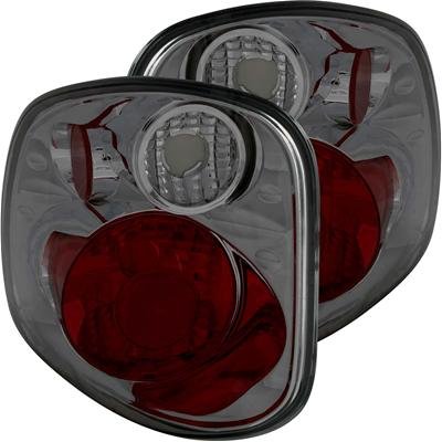 Anzo Generation II Euro-Style Taillights 211176 Taillights, Euro-Style, Smoke/Red Lens, Chrome Housing, Ford, Stepside, 3-Bulb Models Only, Pair