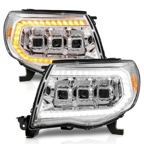 Anzo USA Headlight Assemblies 111582 LED Projector Headlights, 05- 11 TACOMA FULL LED PROJ HEADLIGHTS W/ LIGHT BAR SWITCHBACK SEQ CHROME HOUSING W/ INITIATION LIGHT