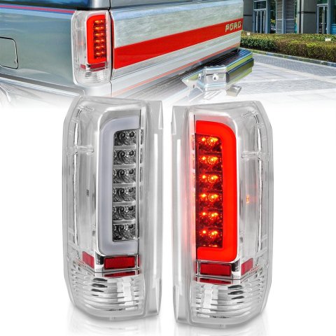 Anzo LED Taillights 311352 Tail Light Assemblies, LED, Chrome Housing, Clear Lens, Bar, Turn Signal, Brake, Parking, Ford