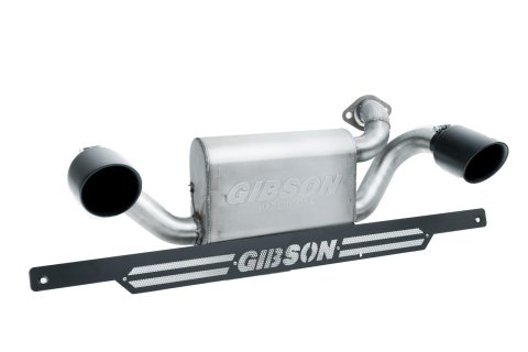 Gibson UTV Twin Dual Exhaust Systems for 2016-2019 GENERAL 1000 EPS, 2017-2019 4 EPS - 98046 System, Split Rear, Rear Section, Stainless Steel, Black Ceramic Tips, Polaris, Kit